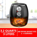 3.2-Quart Small Electric Air Fryer. Timer & Temp. Control (Black. Silver) (AF-300BK)