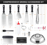 138PCS Griddle Accessories Kit.Grill Accessories for Blackstone Flat Top Set and Camp Chef.Grill Spatula.Scraper.Griddle Cleaning Kit Carry Bag for Hibachi Grill. Men Outdoor BBQ with Meat Injector