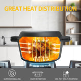 2-In-1 Pre-Seasoned Cast Iron Dutch Oven Pot with Skillet Lid Cooking Pan. Cast Iron Skillet Cookware Pan Set with Dual Handles Indoor Outdoor for Bread. Frying. Baking. Camping. BBQ. 5QT