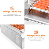 1670W Hot Dog Roller Machine/Sausage Grill with Dust Cover.Stainless Steel 11 Rollers 30 Hot Dog Roller Grill Cooker Machine with Dual Temp Control and LED Light/Detachable Drip Tray