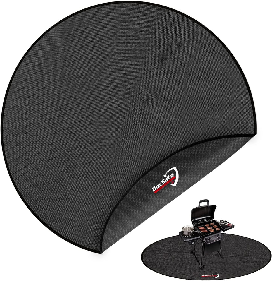 38 round under Grill Mat. 4 Layers Fire Pit Mat Protect Mat.Fireproof Mat Fire Pit Pad for Deck Patio Grass Outdoor Wood Burning Fire Pit and BBQ Smoker.Portable Reusable and Waterproof.Black