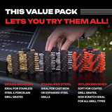 Automatic BBQ Grill Cleaning Robot Replacement Brush - Grill Cleaner Parts. Grilling Accessories. Wire Brush Tool. Metal Brush - Set of 3 Each Stainless Steel. Nylon and Brass Variety Pack