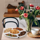 3 Pack Divided Serving Tray. 13 Inch Unbreakable Chip and Dip Platter. Melamine Appetizer Serving Plate. 5 Sectional Party Snack Relish Tray for Serving Food. Nuts. Candy. Dried Fruit. Veggies