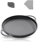 12 Inch Lightweight Pre-Seasoned Cast Iron Griddle with Cleaning Kit - Smooth Polished Surface. Easy to Clean Cast Iron Skillets Use in the Oven. on the Stove or Grill. over a Campfire
