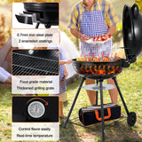 22-Inch Charcoal Kettle Grill Set of 12. Hasteel 2 Layer Grilling Racks Outdoor BBQ Grill. Heavy Duty Large Enameled Grills with Grilling Accessories for Camping Backyard Picnic. Barbecue Spatula