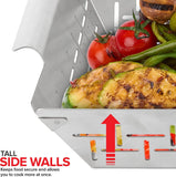 (Set of 3) Heavy Duty Vegetable Grill Baskets for Outdoor Grill. Stainless Steel Veggie Grilling Basket for All Grills. BBQ Gifts for Men. 1 Large & 2 Small