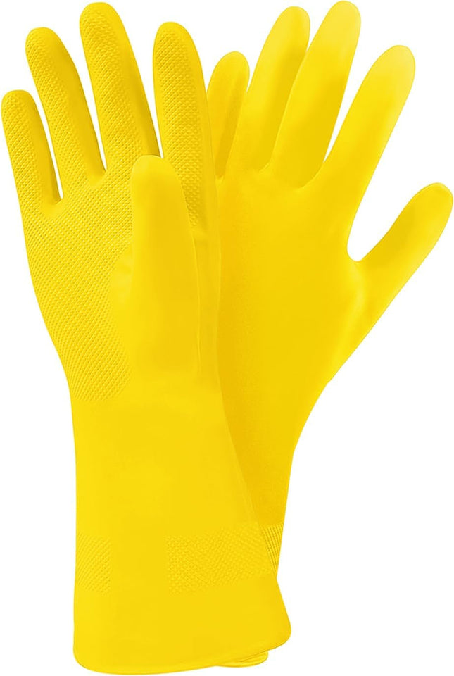 3 Pairs Yellow Cleaning Dish Gloves. Professional Natural Rubber Latex Gloves. Kitchen Dishwashing Gloves (3 Pairs)