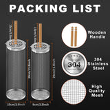2 PCS Nesting Grill Baskets Rolling Grilling Baskets. Removable Wooden Handle. Stainless Steel Grill Accessories Set. Portable Grill Vegetables. Fish. Shrimp. Meat. Fries for Men Dad Husband