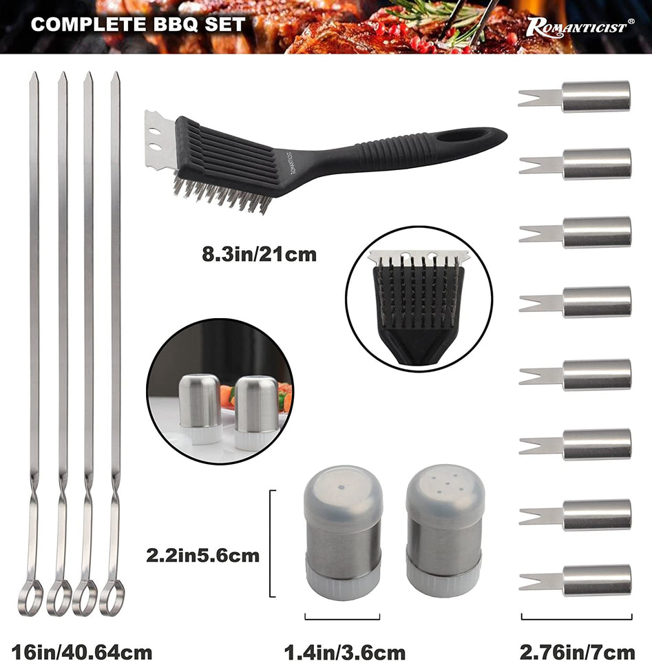 20Pc Heavy Duty BBQ Grill Tool Set in Case - the Very Best Grill Gift on Birthday Wedding - Professional BBQ Accessories Set for Outdoor Cooking Camping Grilling Smoking
