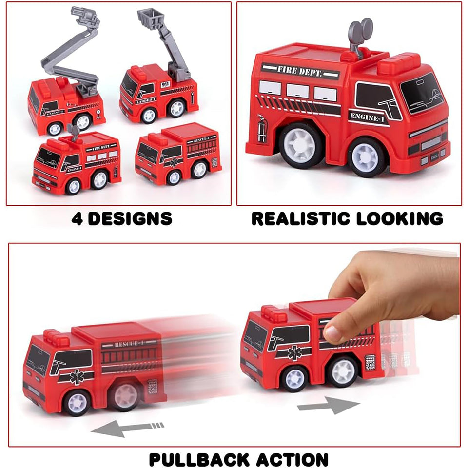 24pc Mini Fire Truck Pullback Playset
