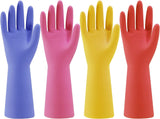 Rubber Kitchen Dishwashing Gloves - 4 Pairs Colorful Reusable Household Cleaning Gloves for Washing Dishes and Cleaning Tasks. Flexible Durable and Non-Slip (Large. Blue+Pink+Yellow+Orange)