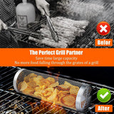 2 Pcs Rolling Grilling Baskets for Outdoor Grilling. BBQ Stainless Steel Grill Accessories Set for Outdoor Grill. Grill Baskets Suitable for Vegetable.Fries.Fish. Shrimp. Grill BBQ Net Tube with Barbecue Accessories