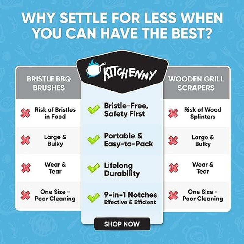 Grill Scraper for Outdoor Grill - BBQ Grill Accessories. Bristle-Free Camping Accessories. Perfect BBQ Gifts for Men Who like Grilling. Stocking Stuffers for Adults. Dads Who Have Everything