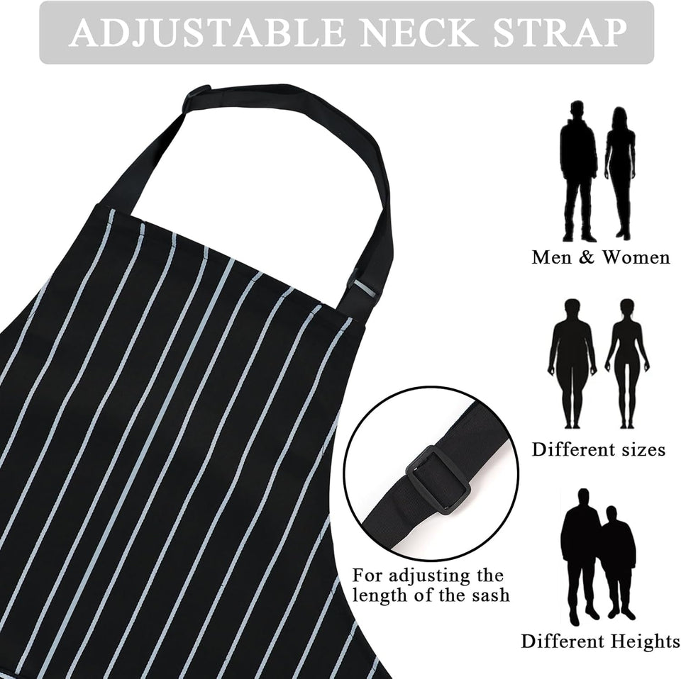 2 Pack Apron - Unisex. Adjustable Bib Kitchen Apron. Cooking Apron. Aprons for Women Men with Pockets. Chef Aprons