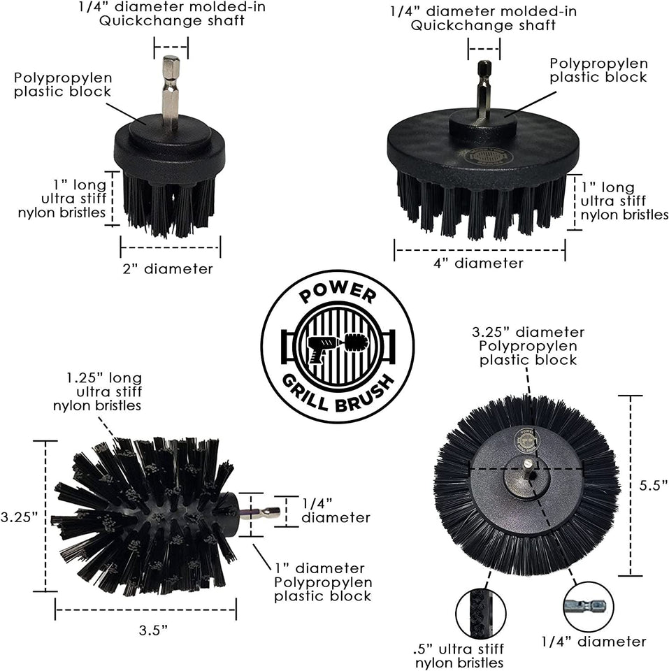 5 Piece BBQ Cleaning Kit - Nylon Safe Bristle/Free Non/Wire - Safe for All Grates Stainless Steel Porcelain Iron Charcoal/Gas Scraper Tool/Accessories Outdoor Gift for Dad/Men