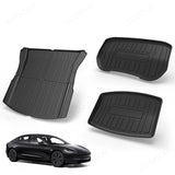 2024 Model 3 Highland All-Weather Floor Mats Full Set Trunk Mat Cargo Mat Frunk Cargo Liner for Tesla