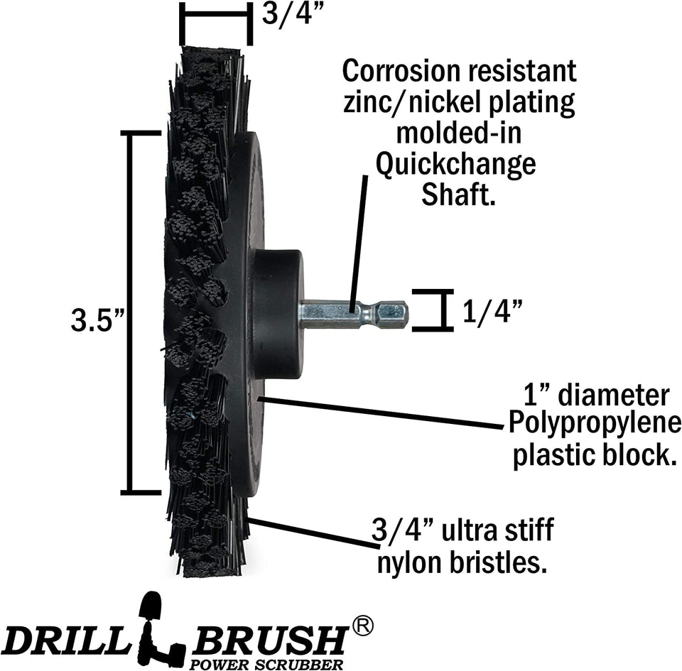 - 4 Piece Black Drillbrush Ultra Stiff Cleaning Brush Set - Metal Brush for Drill Alternative - Grill Brush for Cordless Drill - Grill Grate Cleaner Brush