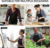 12 Pack Bib Apron. Unisex Restaurant Kitchen Aprons for Women with 2 Pockets. Chef Aprons for Cooking Men BBQ Painting Drawing Craft Plain Adults. Bulk Black