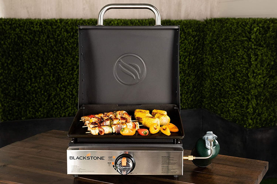 1814 Stainless Steel Propane Gas Portable. Flat Top Griddle Frill Station for Kitchen. Camping. Outdoor. Tailgating. Tabletop. Countertop – Heavy Duty & 12. 000 Btus. 17 Inch. Black