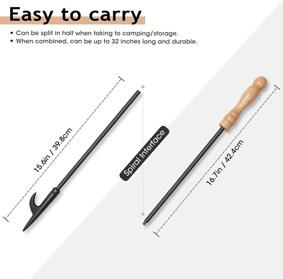 26 Fireplace Fire Pit Tongs & 32 Fire Pit Poker. Fireplace Wood Stove Firewood Tongs. Black Heavy Duty Wrought Iron Log Grabber Fire Pit Tools for Campfire. Fireplace. Bonfires. Indoor&Outdoor Use