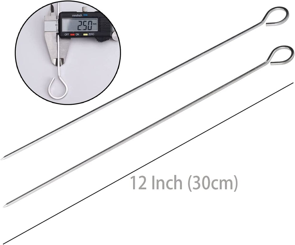 12 Inch Barbecue Skewers Metal BBQ Sticks.12Pack Stainless Steel Square Skewer.Kebob.Kabob Sets for Grill Outings Cooking (BBQ Skewers Square 12Inch-12P)