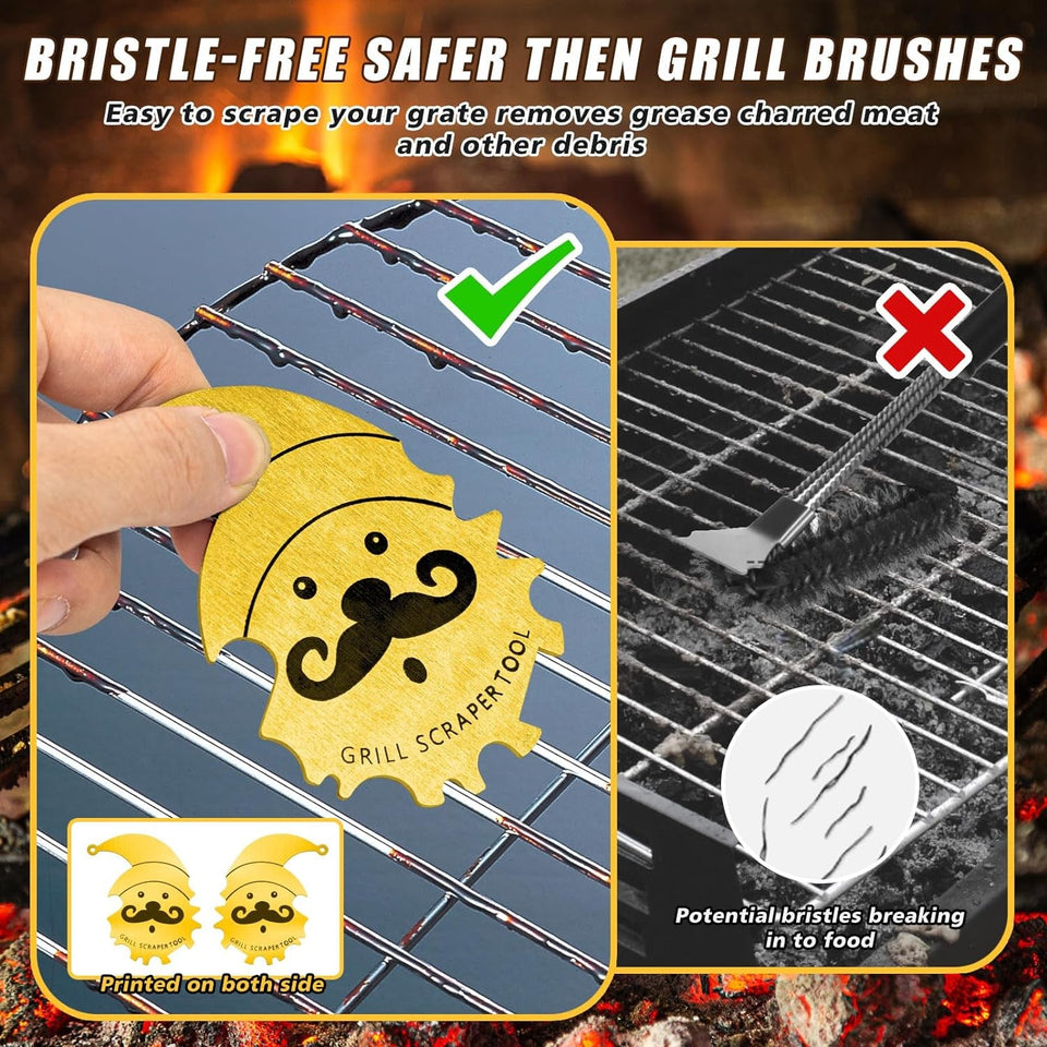 Xmas Gifts for Men Dad Boyfriend Husband Grill Brush and Scraper Bristle Free.Mens Stocking Stuffers.Bbq Accessories Grill Brush for Outdoor Grill.Kitchen Gadgets Cleaner(Gold)