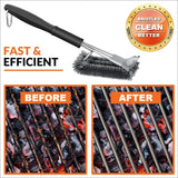 BBQ Grill Brush and Scraper 18 | Stainless Steel Cleaning Brush Accessories | Best for Weber Gas. Charcoal. Porcelain. Cast Iron. All Grilling Grates