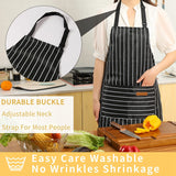 2 Pieces Kitchen Cooking Aprons. Cotton Polyester Blend Adjustable Bib Aprons with 2 Pockets for Women Men Chef Chef (Black/Brown Stripes. 2)