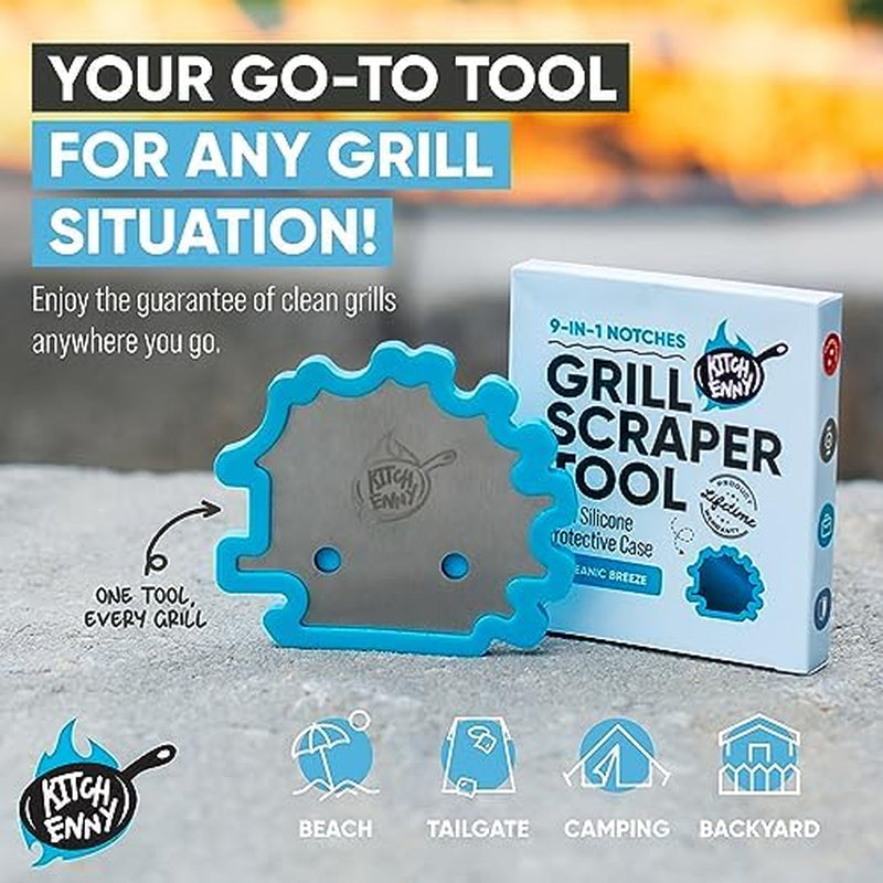 Grill Scraper for Outdoor Grill - BBQ Grill Accessories. Bristle-Free Camping Accessories. Perfect BBQ Gifts for Men Who like Grilling. Stocking Stuffers for Adults. Dads Who Have Everything