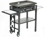 1853 Flat Top Gas Grill 2 Burner Propane Fuelled Rear Grease Management System 28 Outdoor Griddle Station for Camping with Built in Cutting Board and Garbage Holder. 28 Inch. Black