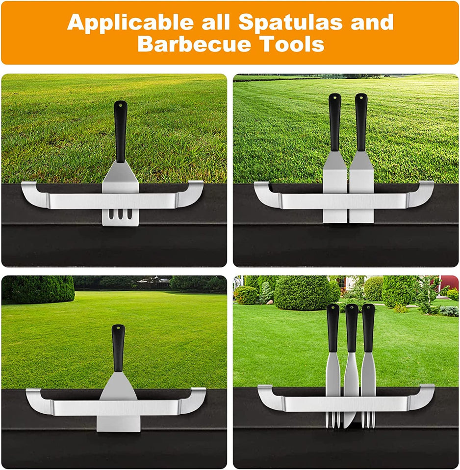 10 Inch Griddle Spatula Holder Magnetic Design. Stainless Steel Grill Barbecue Tool Rack. Griddle Accessories for Blackstone Flat Top Griddle and Other Grill Griddles (2 Pcs)