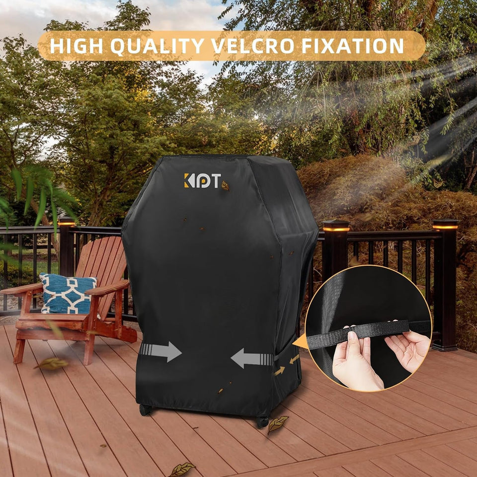 30 Inch Grill Cover - 420D Light Waterproof Grill Cover for Outdoor Grill. BBQ Cover with Air Vents. Straps. UV & Fade Resistant. Gas Grill Covers for Weber. Nexgrill. Char Broil. Etc. Black