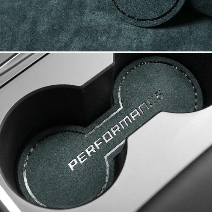 2023 Model 3/Y Alcantara Car Coaster Water Cup Holder Anti-Slip Pad Coaster Double Holder For Tesla (2021-2023)