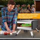 -Outdoor Gas Pizza Oven. Rotating Propane Pizza Grill Oven for Exterior Backyard Pizza Maker with 14 Pizza Stone. Portable Pizza Ovens for outside with Pizza Peel.Pia.Cutter.Gloves and Thermometer.