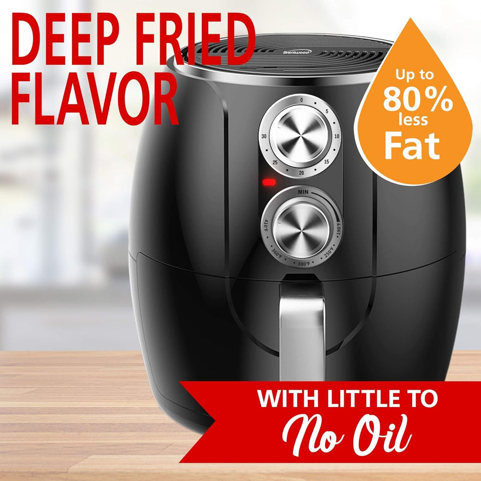 3.2-Quart Small Electric Air Fryer. Timer & Temp. Control (Black. Silver) (AF-300BK)