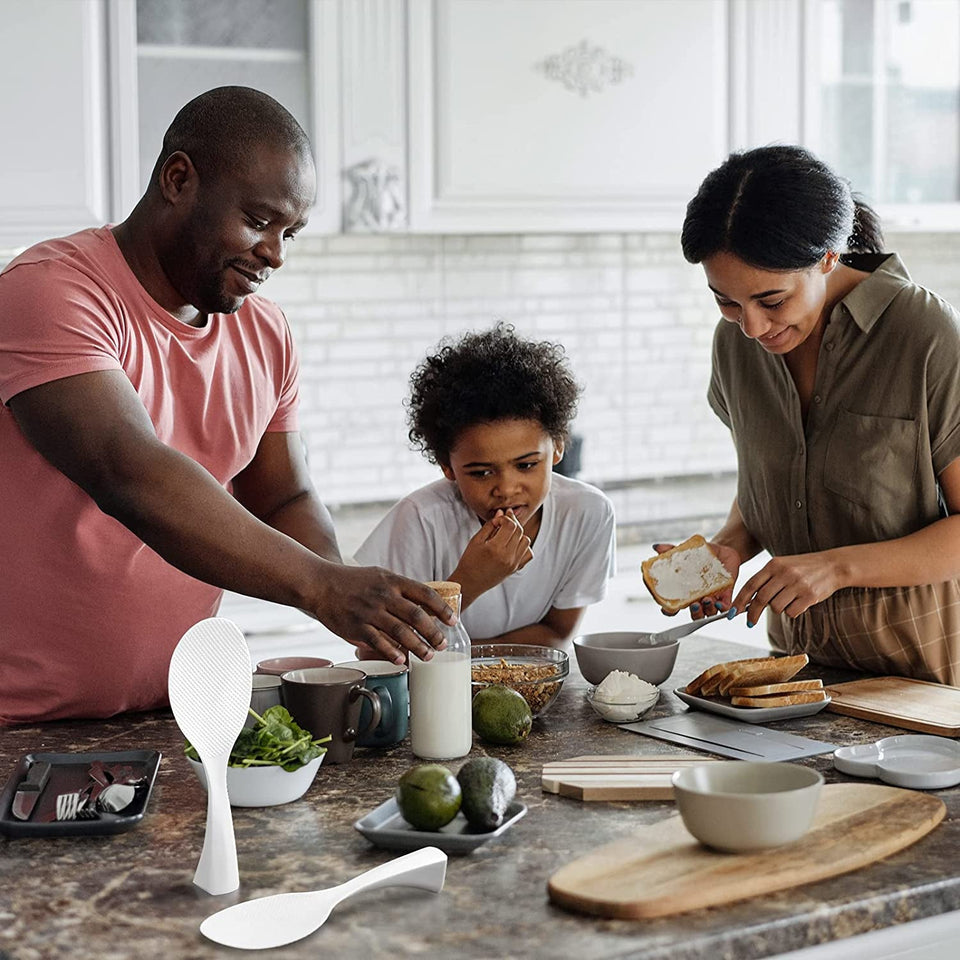 2 Pcs Non‑Stick Plastic Rice Paddle – Standing Rice Spoon Spatula. Heat Resistant. White