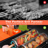 2 PCS Nesting Grill Baskets Rolling Grilling Baskets. Removable Wooden Handle. Stainless Steel Grill Accessories Set. Portable Grill Vegetables. Fish. Shrimp. Meat. Fries for Men Dad Husband