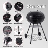 22-Inch Charcoal Kettle Grill Set of 12. Hasteel 2 Layer Grilling Racks Outdoor BBQ Grill. Heavy Duty Large Enameled Grills with Grilling Accessories for Camping Backyard Picnic. Barbecue Spatula
