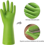 3 Pairs Rubber Cleaning Gloves for Household - Reusable Dishwashing Gloves for Kitchen. Flexible Durable & Waterproof (Medium. Green+Red+Orange)
