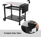 3-Shelf Movable Food Prep Table. Pizza Oven Table. BBQ Grilling Table.Grill Cart with Side Table. Home & Outdoor Stainless Steel Table Top Grill Tables on 2 Wheels. L50 Xw21.7 Xh33