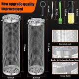 2 Pcs Rolling Grilling Baskets for Outdoor Grilling. BBQ Stainless Steel Grill Accessories Set for Outdoor Grill. Grill Baskets Suitable for Vegetable.Fries.Fish. Shrimp. Grill BBQ Net Tube with Barbecue Accessories