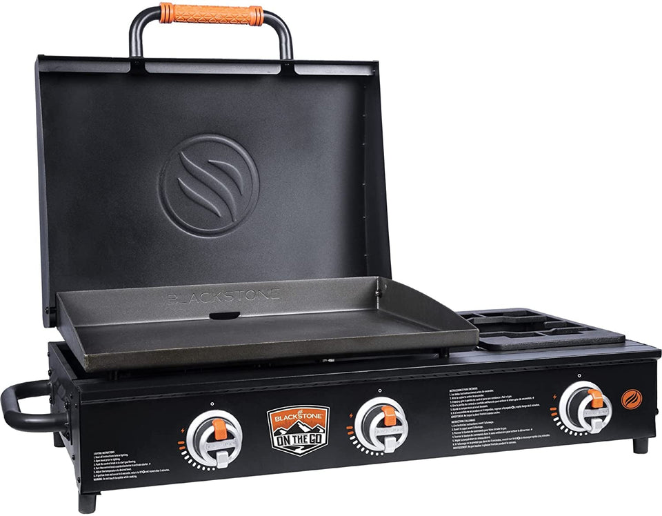 1860 on the Go Range Top Combo with Hood & Handles Heavy Duty Flat Top BBQ Griddle Grill Station for Kitchen. Camping. Outdoor. Tailgating 22 Inch Black