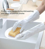 2 Pack Reusable Cleaning Gloves Latex Free - Dishwashing Gloves with Cotton Flock Liner and Embossed Palm - Waterproof Household Gloves for Laundry. Gardening(M)