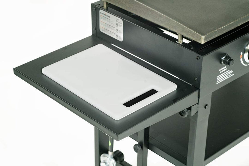 1853 Flat Top Gas Grill 2 Burner Propane Fuelled Rear Grease Management System 28 Outdoor Griddle Station for Camping with Built in Cutting Board and Garbage Holder. 28 Inch. Black