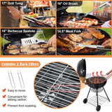 22-Inch Charcoal Kettle Grill Set of 12. Hasteel 2 Layer Grilling Racks Outdoor BBQ Grill. Heavy Duty Large Enameled Grills with Grilling Accessories for Camping Backyard Picnic. Barbecue Spatula