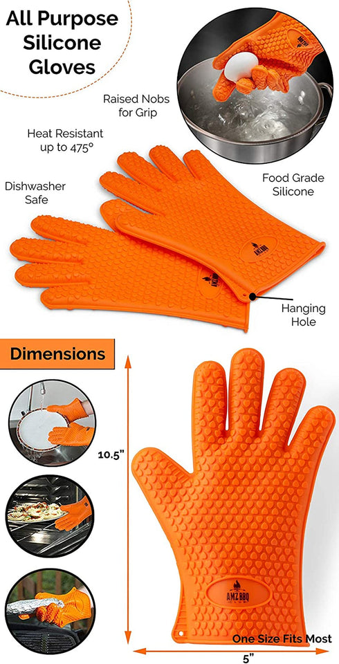 - Meat Claws Bbq Grill Accessories Set - 2 Silicone Gloves. Claws for Pulled Pork. BBQ Thermometer - Perfect Smoker Accessories Grilling Tools Gift Set for (Orange Glove-Thermometer-Claw)