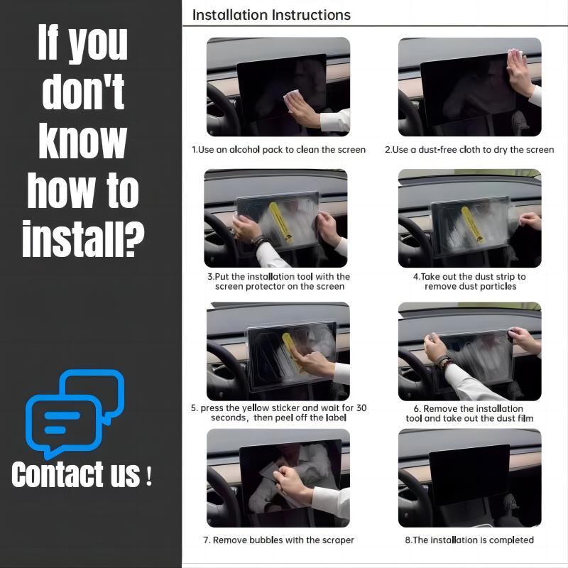 2024 Model 3 Highland Dashboard Screen & Second Row Seat Screen Protector Tempered Film Fully Covers For Tesla