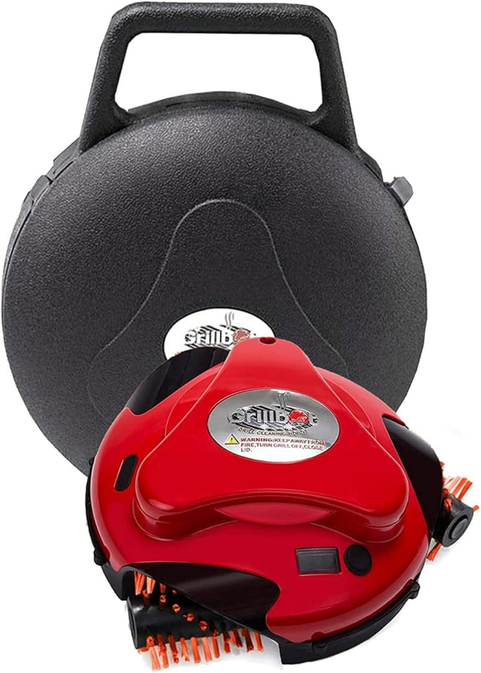 Grillbot Automatic Grill Cleaning Robot with Nylon Brushes. BBQ Grill Cleaner. Grill Brush. Grill Scraper. BBQ Accessories (Red Grillbot + Carry Case)